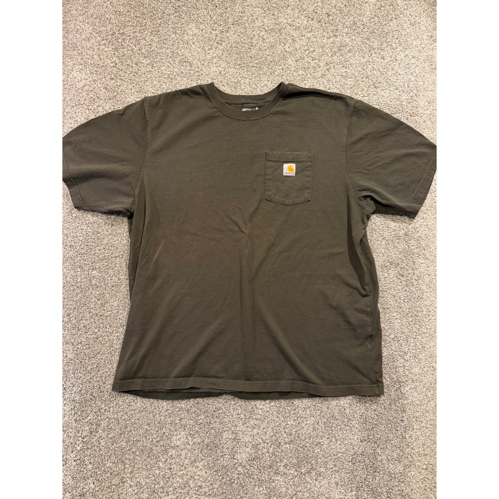 Carhartt T Shirt Mens 2XL Black Loose Fit Short Sleeve Pocket Built to Serve *